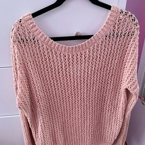 Pink open knit sweater